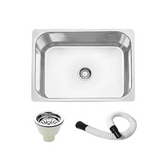 Fossa 22"x18"x08" inch Single Bowl 304 Grade Stainless Steel Kitchen Sink With PVC Coupling Glossy Finish - Fossa Home