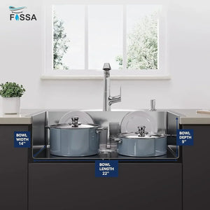 Premium Handmade (24 x 18 x 10) Inch Stainless Steel Single Bowl With Tap Hole Silver Kitchen Sink - Fossa Home