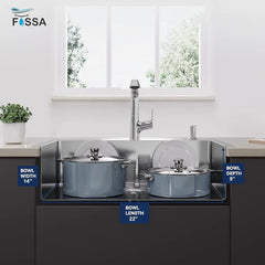 Fossa 24"x18"x10" Inch Single Bowl Tap Hole 304 Grade With Soap Dispenser Stainless steel Handmade Kitchen Sink ( Silver ) Fossa Home