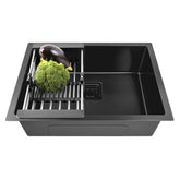 Fossa 24"x18"x10" Inch Single Bowl Premium Stainless Steel Handmade Kitchen Sink Black Fossa Home
