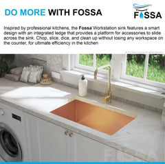 Fossa 24"x18"x10" Inch Single Bowl Premium Stainless Steel Handmade Kitchen Sink Rose Gold Fossa Home