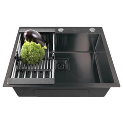 Fossa 24"x18"x10" Inch Single Bowl With Tap Hole Premium Handmade Kitchen Sink Black Fossa Home