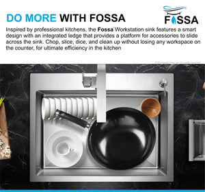 Fossa 24"x18"x10" Inch Single Bowl With Tap Hole Premium Handmade Kitchen Sink Silver Fossa Home