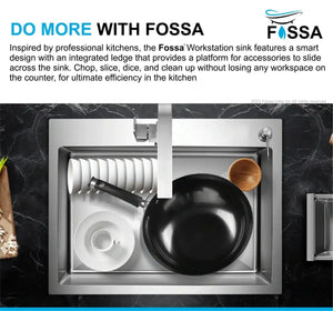 Premium Handmade (24 x 18 x 10) Inch Single Bowl Silver with Tap Hole Stainless Steel Kitchen Sink - Fossa Home