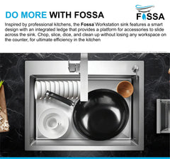 Fossa 24"x18"x10" Inch Single Bowl With Tap Hole Premium Handmade Kitchen Sink Silver Fossa Home