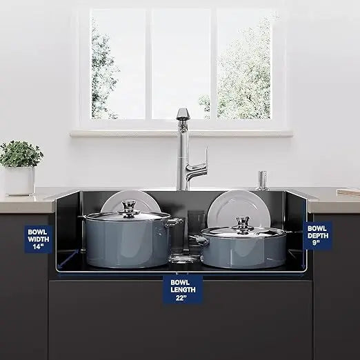 Fossa 24"x18"x10" Inch Single Bowl With Tap Hole Premium Stainless Steel Handmade Kitchen Sink (Matte Finish) Black Fossa Home