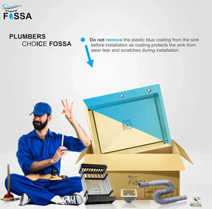 Premium Handmade (24 x 18 x 10) Inch Single Bowl Gold with Tap Hole Stainless Steel Kitchen Sink - Fossa Home