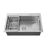 Fossa 24"x18"x10" Single Bowl with Tap Hole Premium Stainless Steel Handmade Kitchen Sink Matte Finish Silver Fossa Home