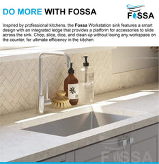 Fossa 30"x18"x10" Inch Single Bowl Premium Stainless Steel Handmade Kitchen Sink Silver Fossa Home