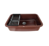 Fossa 31"x19"x09" Inch Granite Quartz Kitchen Sink Single Bowl with Basket, Coupling, Waste Pipe Quartz German Engineered Technology Kitchen Sink Easy-to-Clean Sink (Choco Brown) Fossa Home