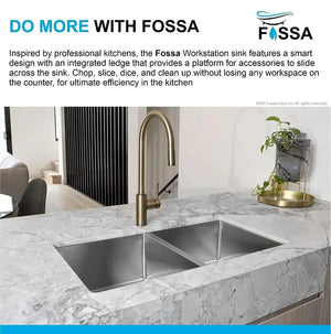 Premium Handmade (32x18x 10) inch Double Bowl Silver Stainless Steel Kitchen Sink - Fossa Home