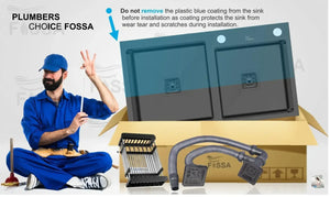 Premium Handmade (32"x18"x10) Inch Stainless Steel Double Bowl Black Kitchen Sink With Tap Hole - Fossa Home