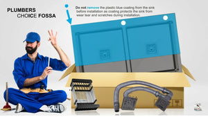 Premium Handmade (32"x18"x10") Inch Stainless Steel Double Bowl Black Kitchen Sink With Tap Hole - Fossa Home