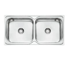 Fossa 37"x18"x08" inch Double Bowl 304 Grade Stainless Steel Kitchen Sink With SS Square Coupling Glossy Finish Fossa Home