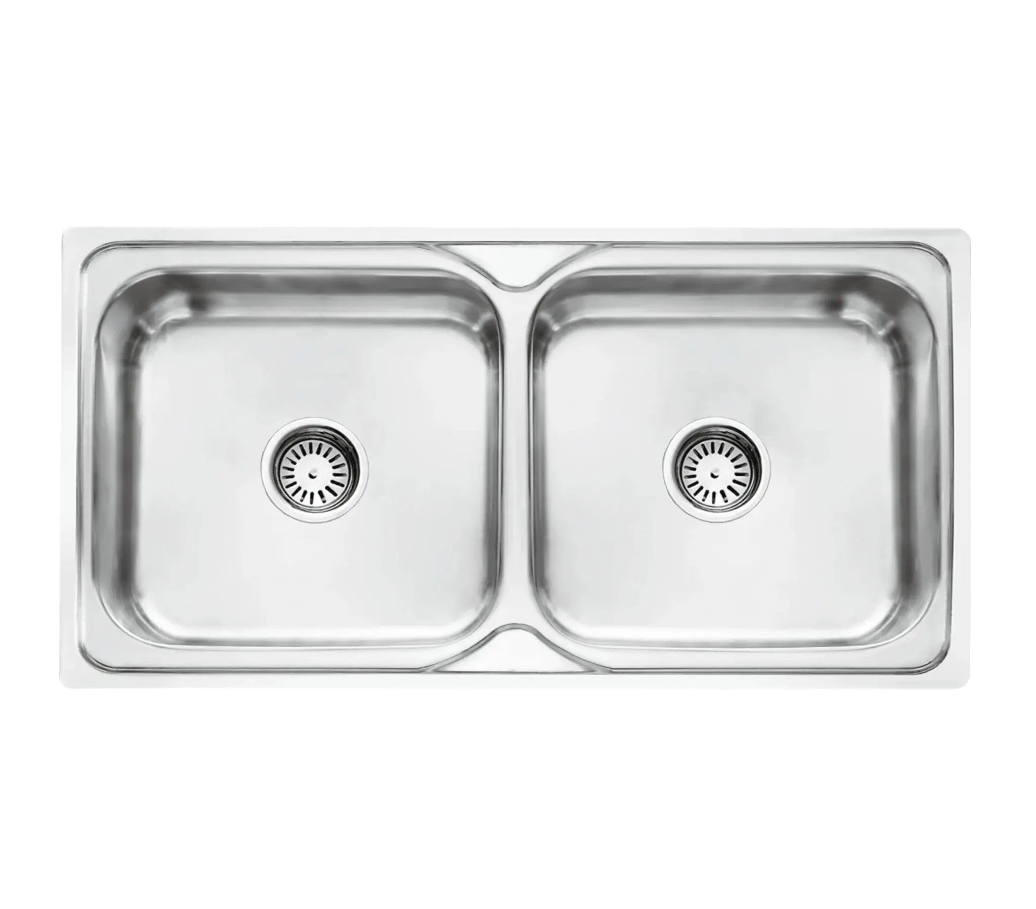 Fossa 37"x18"x08" inch Double Bowl Premium Stainless Steel Kitchen Sink With SS Square Coupling Glossy Finish Fossa Home
