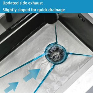 Fossa 37"x18"x09" Double Bowl 304 Grade Waterfall Kitchen Sink Honeycomb Embossed Sink with Black Nano Coating, Stainless Steel, Rectangular Workstation, Faucet with Included All Accessories. (Black) Fossa Home