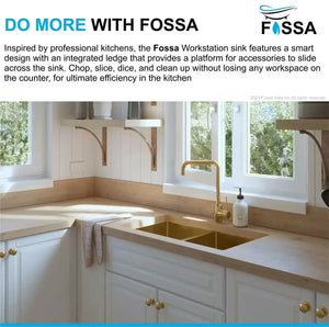 Premium Handmade (37x18x 10) Inch Double Bowl Gold Stainless Steel Kitchen Sink - Fossa Home