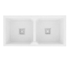 Fossa 37"x18"x10" inch Quartz Double Bowl Kitchen Sink ( White ) Fossa Home