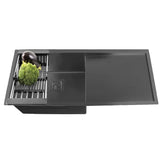 Fossa 37"x18"x10" Inch Single Bowl With Drain Board SS-304 Grade Handmade Kitchen Sink Black Fossa Home