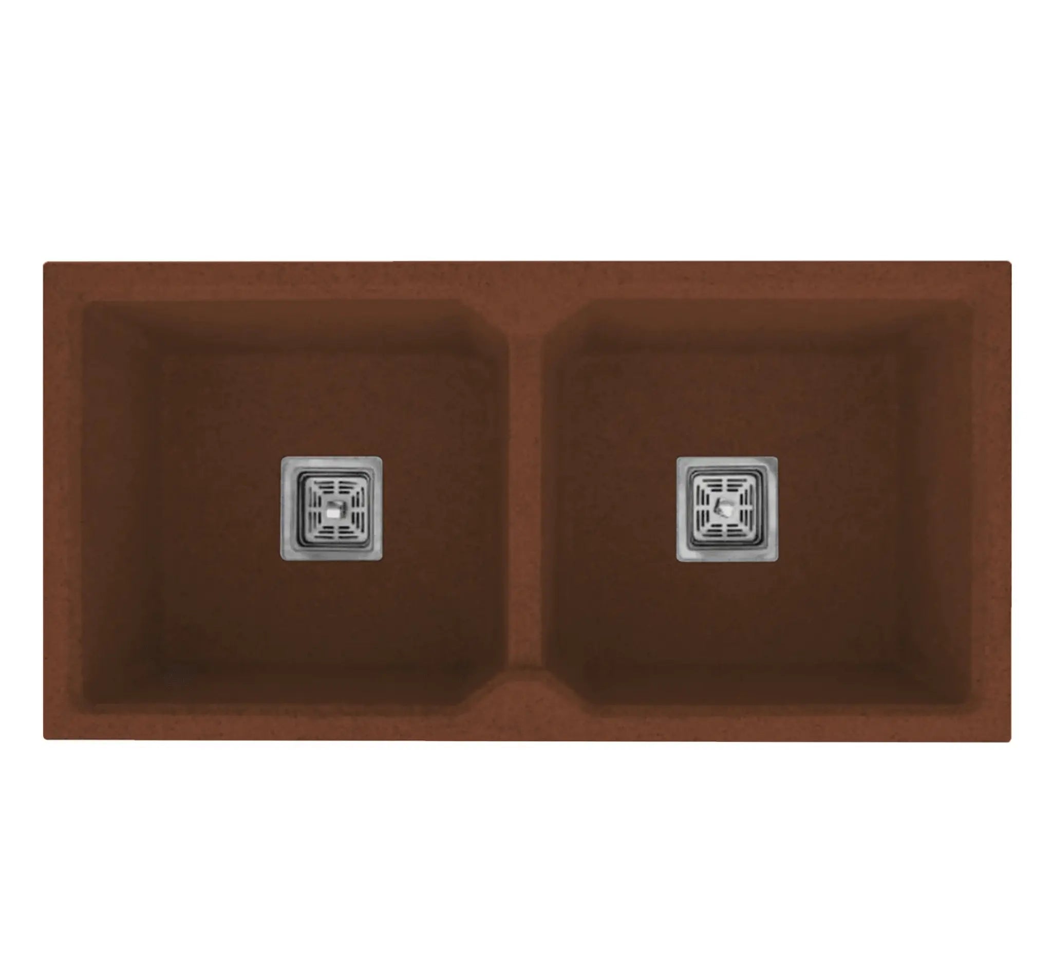 Fossa 37"x18"x10" Quartz Double Bowl Kitchen Sink ( Brown ) Fossa Home