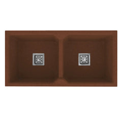Fossa 37"x18"x10" Quartz Double Bowl Kitchen Sink ( Brown ) Fossa Home