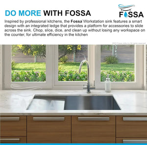 304 silver Single Bowl with Drain Board Handmade Kitchen Sink (40"x18"10") - Fossa Home