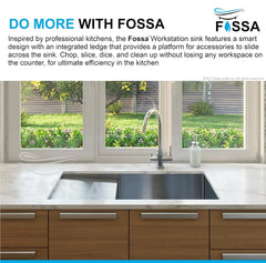 Fossa 40"x18"10" Inch Single Bowl With Drain Board SS-304 Grade Stainless Steel Handmade Kitchen Sink Matte Finish Fossa Home