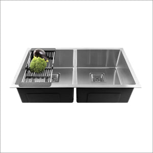 304 Handmade (40x 18x 10) Inch Double Bowl Silver Stainless Steel Kitchen Sink - Fossa Home