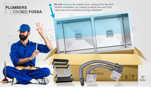 304 Handmade (42 x 20 x 10) Inch Stainless Steel Double Bowl Silver Kitchen Sink - Fossa Home