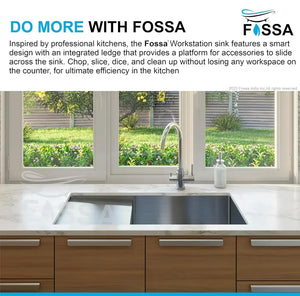 304 silver Single Bowl with Drain Board Handmade Kitchen Sink (42"x20"x10) - Fossa Home