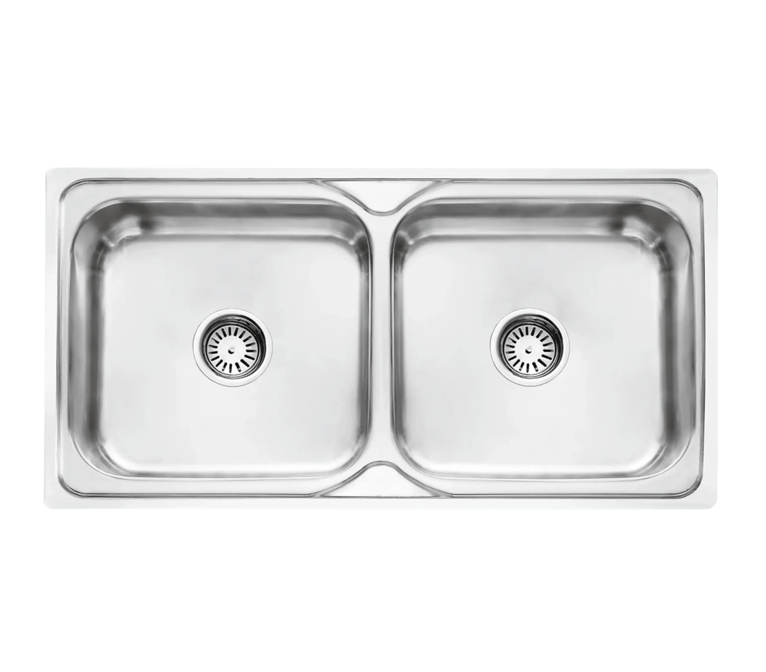 Fossa 45"x20"x08" inch Double Bowl 304 Grade Stainless Steel Kitchen Sink With SS Square Coupling Glossy Finish Fossa Home
