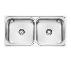 Fossa 45"x20"x08" inch Double Bowl 304 Grade Stainless Steel Kitchen Sink With SS Square Coupling Glossy Finish Fossa Home