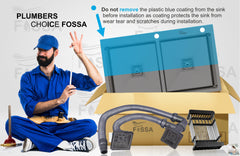 Fossa 45"x20"x10" Double Bowl With Tap Hole Stainless Steel Handmade Kitchen Sink Black Matte Finish - Fossa Home