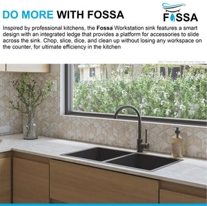 Fossa 45"x20"x10" Inch Double Bowl Premium Handmade kitchen Sink Stainless Steel Black Fossa Home