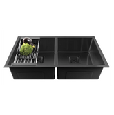 Fossa 45"x20"x10" Inch Double Bowl Premium Handmade kitchen Sink Stainless Steel Black Fossa Home