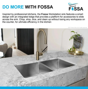 Premium Handmade (45x 20x 10) Inch Double Bowl Silver Stainless Steel Kitchen Sink - Fossa Home