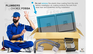 Fossa 45"x20"x10" Inch Double Bowl SS-304 Grade Handmade kitchen Sink Stainless Steel Black Fossa Home