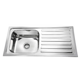 Fossa 45"x20"x10" inch Single Bowl With Drain Board 304 Grade Stainless Steel Kitchen Sink With SS Coupling Glossy Finish Fossa Home