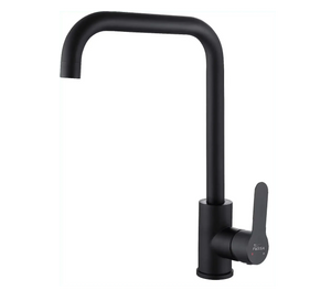Single-Flow L Bend 360° Hot & Cold Brass Stainless Steel Kitchen Mixer Faucet Black - Fossa Home