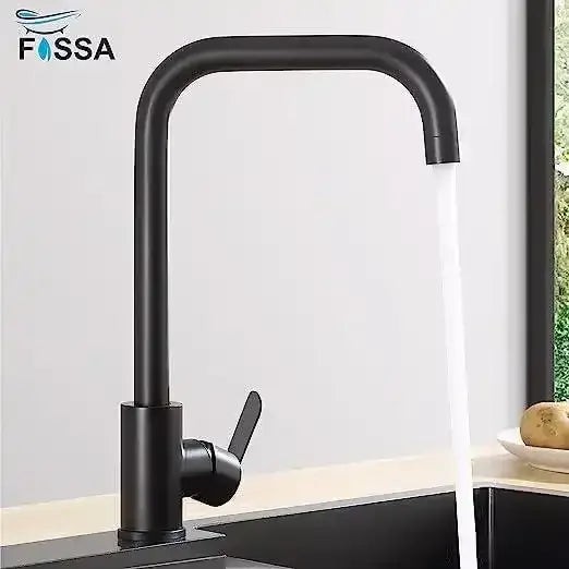 Fossa High Pressure Kitchen Faucet 360° Swivel, Stainless Steel Kitchen Faucet, Kitchen Mixer Tap with High L Bend Spout-257mm (Black) Fossa Home