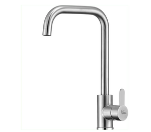 Single-Flow L Bend 360° Hot & Cold Brass Stainless Steel Kitchen Mixer Faucet Silver - Fossa Home