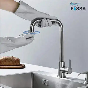 Fossa High Pressure Kitchen Faucet 360° Swivel, Stainless Steel Kitchen Faucet, Kitchen Mixer Tap with High L Bend Spout-257mm (Silver) Fossa Home