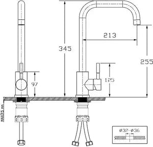 Fossa High Pressure Kitchen Faucet 360° Swivel, Stainless Steel Kitchen Faucet, Kitchen Mixer Tap with High L Bend Spout-257mm (Silver) Fossa Home