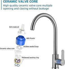 Fossa High Pressure Kitchen Faucet 360° Swivel, Stainless Steel Kitchen Faucet, Kitchen Mixer Tap with High Spout-257mm (Silver) Fossa Home