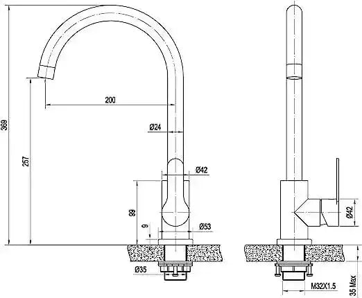 Single-Flow J Bend 360° Hot & Cold Brass Stainless Steel Kitchen Mixer Faucet Silver - Fossa Home