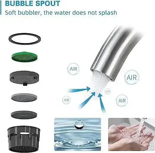 Fossa High Pressure Kitchen Faucet 360° Swivel, Stainless Steel Kitchen Faucet, Kitchen Mixer Tap with High Spout-257mm (Silver) Fossa Home