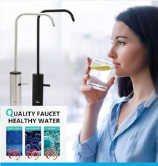 Fossa Opera L Bend RO Tap Kitchen Water Filter Faucet, 100% Lead-Free Drinking Water Faucet Stainless Steel Brushed Nickel Finish (Black) Fossa Home