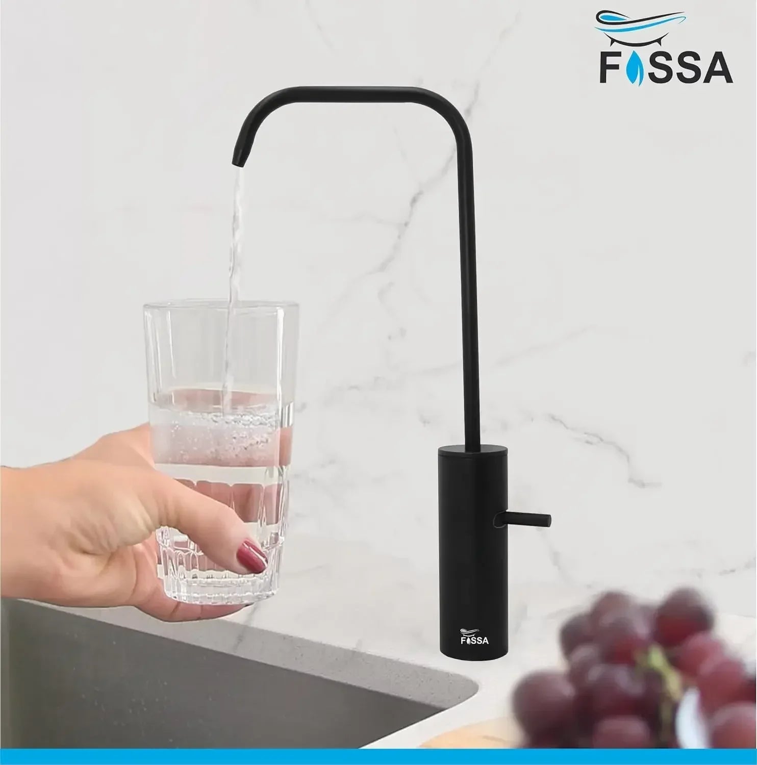 Fossa Opera L Bend RO Tap Kitchen Water Filter Faucet, 100% Lead-Free Drinking Water Faucet Stainless Steel Brushed Nickel Finish (Black) Fossa Home
