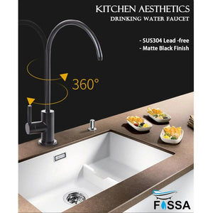 Fossa RO Tap Kitchen Water Filter Faucet, 100% Lead-Free Drinking Water Faucet Stainless Steel 304 Body Brushed Nickel Finish (Black) Fossa Home