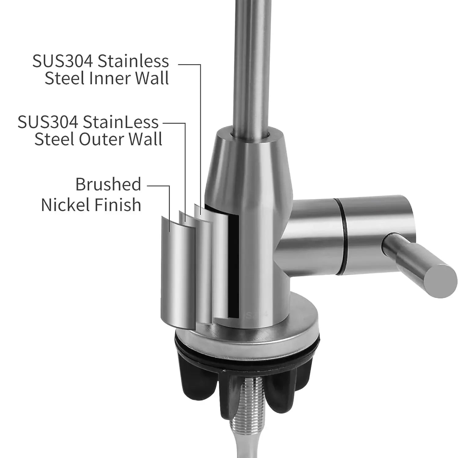 Fossa RO Tap Kitchen Water Filter Faucet, 100% Lead-Free Drinking Water Faucet Stainless Steel 304 Body Brushed Nickel Finish (Chrome) Fossa Home